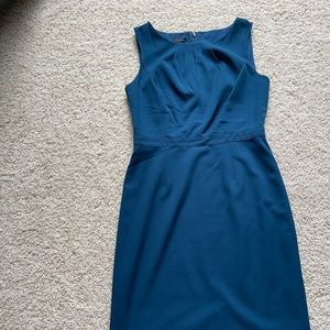 Stunning color, teak/blue, size 8 sheath dress, by Talbots.